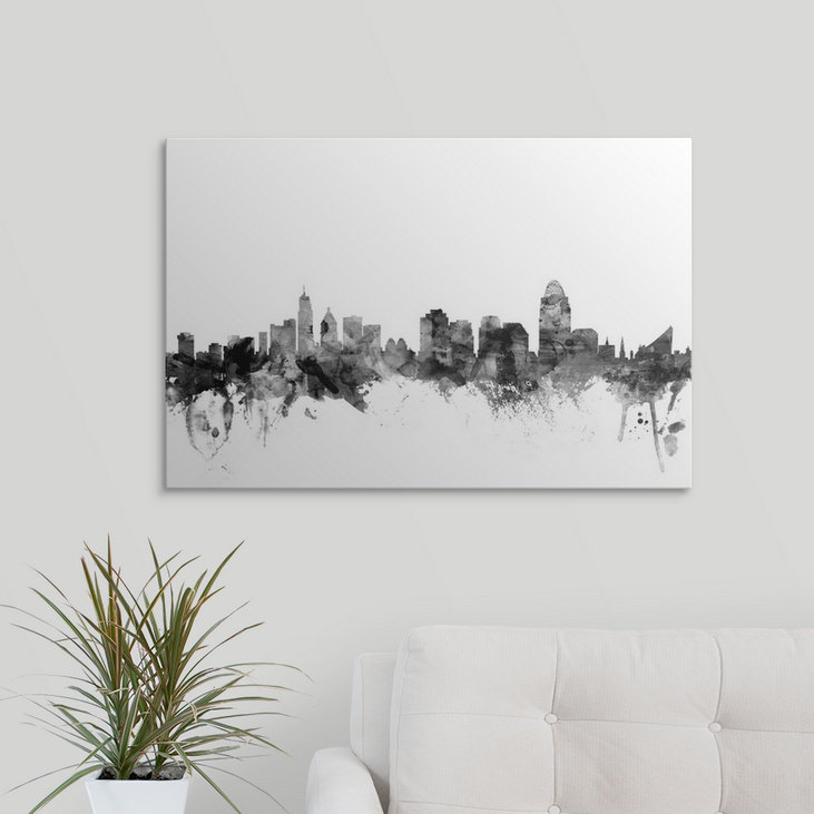 Ebern Designs Francy Cincinnati Ohio Skyline by Michael Tompsett Print